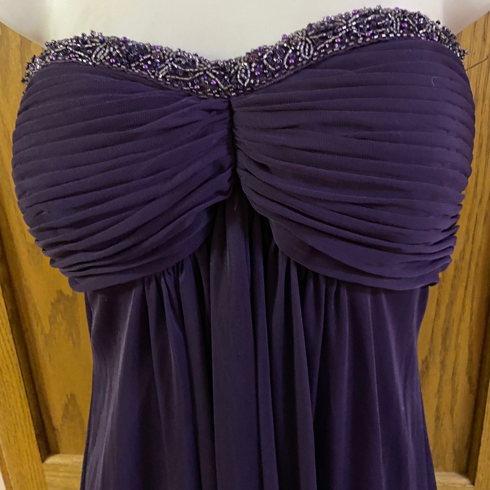 Cache Purple Empire Mini Dress beaded across top L